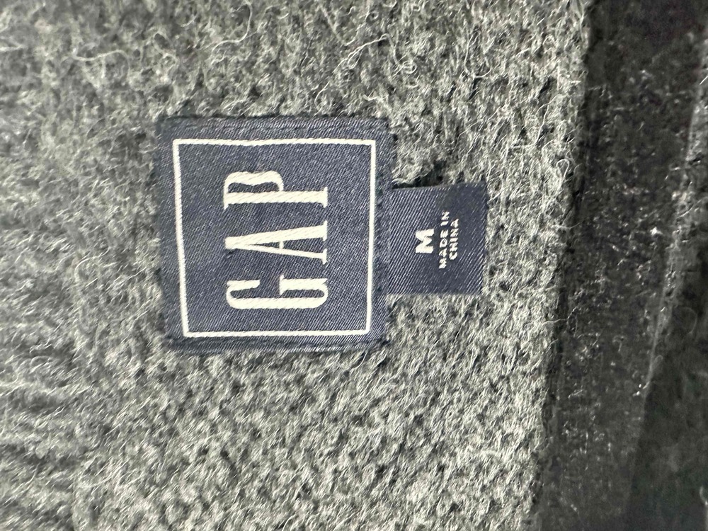 GAP Sweater Women Size Medium Charcoal Grey Pullover Funky Crew Neck Long Sleeve - Picture 5 of 10